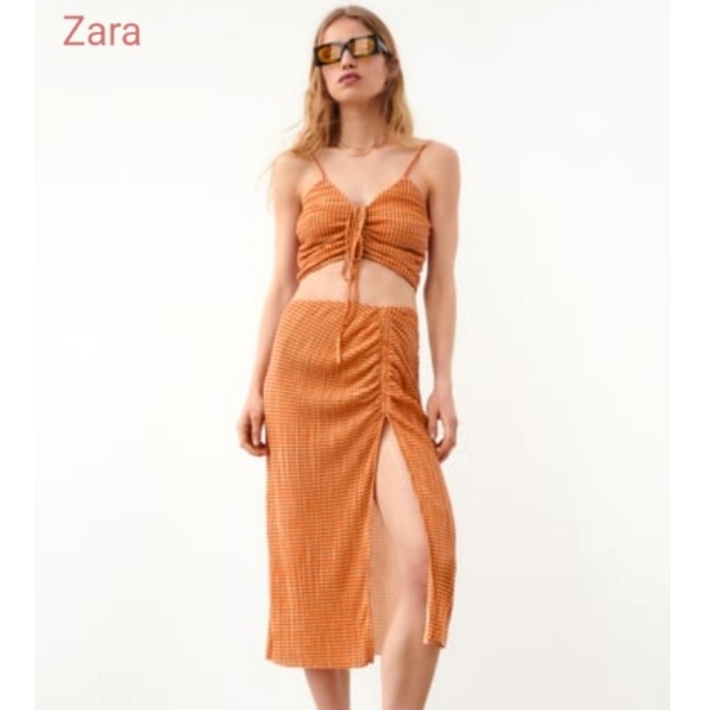 ZARA WOMENS GINGHAM CROPPED TOP NWOT